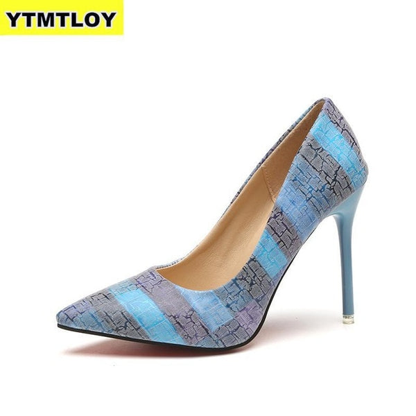Plus Size 34-42 2019 Spell Color Women Pump High Heels Single Shoes Female Summer Patent Leather Wedding Party Woman Gladiator