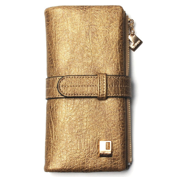 Cheaper!! New Fashion Women Wallets Drawstring Nubuck Leather Zipper Wallet Women's Long Design Purse Two Fold More Color Clutch
