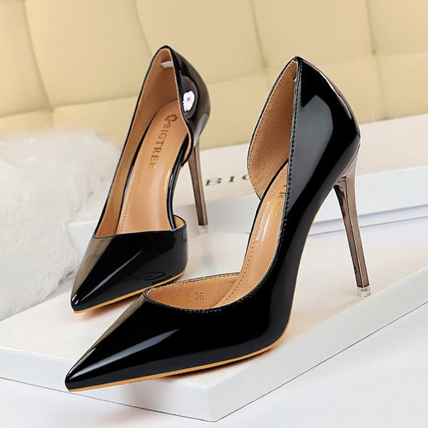 BIGTREE Shoes New Patent Leather Wonen Pumps Fashion Office Shoes Women Sexy High Heels Shoes Women's Wedding Shoes Party