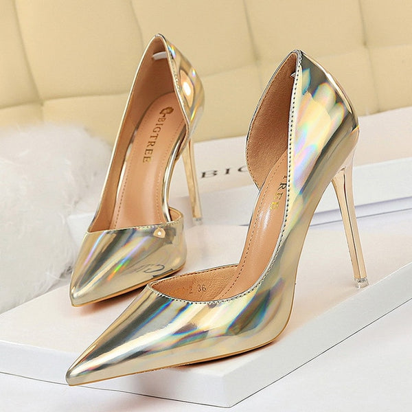 BIGTREE Shoes New Patent Leather Wonen Pumps Fashion Office Shoes Women Sexy High Heels Shoes Women's Wedding Shoes Party