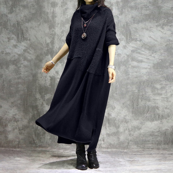 Fashion Women's Autumn Sundress ZANZEA 2019 Lace Patchwork Sweatshirts Dress Female Hoodies Plus Size Maxi Vestidos Pullover 5XL