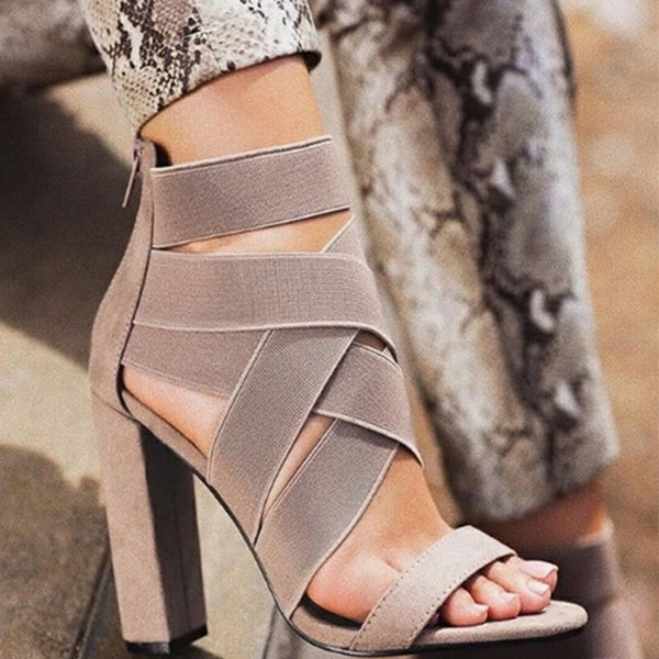 2019 neue Stil Mode Damen Sommer Sexy High Heel Party Schuhe Damen Offene spitze Dick mit frauen High Heels sandale A035