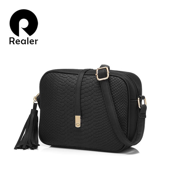 REALER kleine schulter tasche für frauen messenger taschen damen retro PU leder handtasche geldbörse mit quasten weiblichen crossbody-tasche