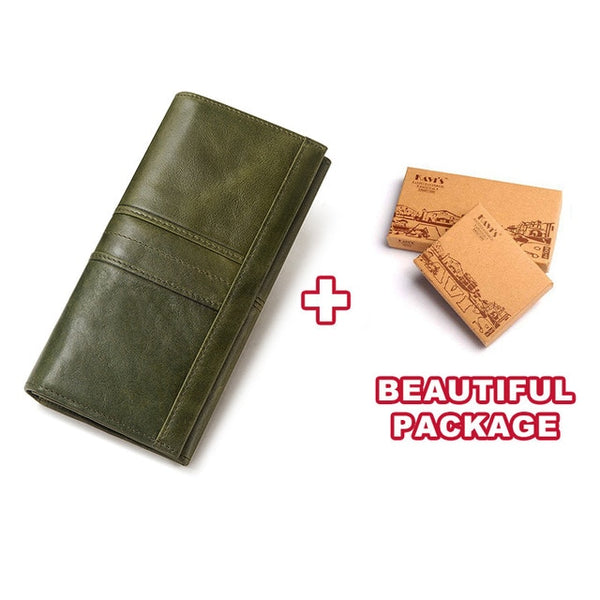 KAVIS Genuine Leather Women Clutch Wallet and Female Coin Purse Portomonee Clamp For Phone Bag Card Holder Handy Passport Holder