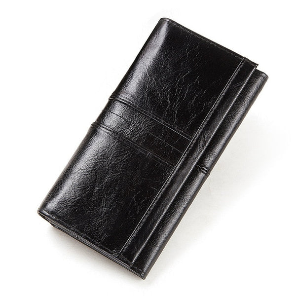 KAVIS Genuine Leather Women Clutch Wallet and Female Coin Purse Portomonee Clamp For Phone Bag Card Holder Handy Passport Holder