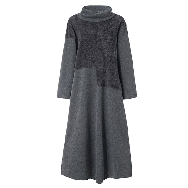 Fashion Women's Autumn Sundress ZANZEA 2019 Lace Patchwork Sweatshirts Dress Female Hoodies Plus Size Maxi Vestidos Pullover 5XL
