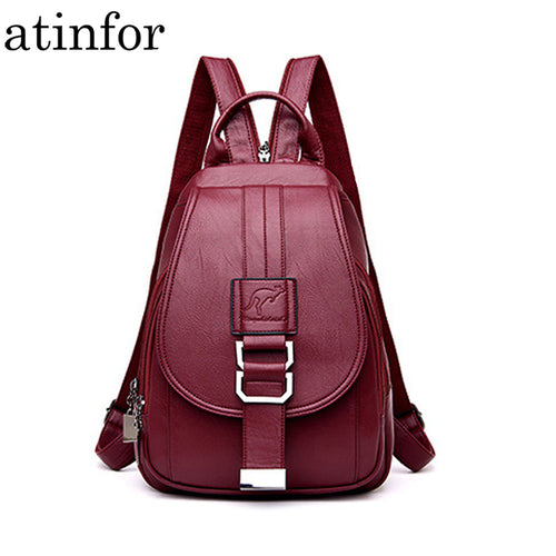 atinfor Brand Anti Theft Women Leather Backpacks Purse Vintage Female Shoulder Bag Travel Small Backpack Lady