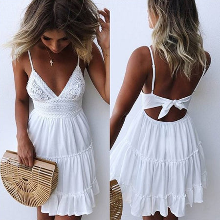Sexy V Neck Sleeveless Sling Irregular Hem Ruffled Wrap Hip Women Dress Holiday Slim Waist Fashion Daily Printed Gift Party