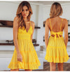 Summer Women Lace Dress Sexy Backless V-neck Beach Dresses 2020 Fashion Sleeveless Spaghetti Strap White Casual Mini Sundress