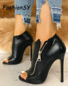 2019 Women summer Pumps Thin High Heels 11cm Zipper Pumps Peep Toe gladiator pumps office sandals party shoes woman