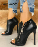 2019 Women summer Pumps Thin High Heels 11cm Zipper Pumps Peep Toe gladiator pumps office sandals party shoes woman