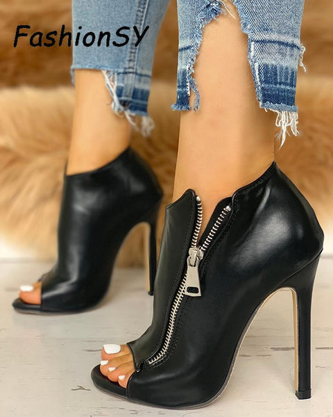 2019 Women summer Pumps Thin High Heels 11cm Zipper Pumps Peep Toe gladiator pumps office sandals party shoes woman