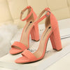 2020 New Women Pumps Buckle Women Shoes Sexy High Heels Block Heels Party Shoes Women Heels Suede Women Sandals Plus Size 43