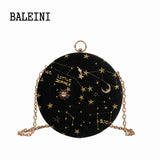 2020Starry sky Circular Fashion Suede Shoulder Bag Chain belt Women's Crossbody Messenger Bags Ladies Purse Female Round Handbag