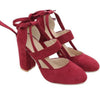 Size Female Ankle Strap High Heels Flock Gladiator Shoes Thick Heel Fashion Women Party Wedding Pumps Drop Shipping