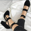 Size Female Ankle Strap High Heels Flock Gladiator Shoes Thick Heel Fashion Women Party Wedding Pumps Drop Shipping