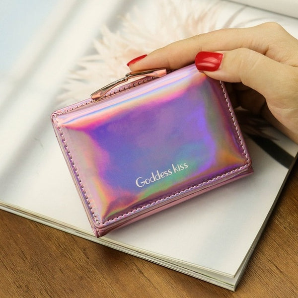 Bolsa feminina pequena bolsa curta senhora carta laser carteira de embreagem curta sólida carteira feminina