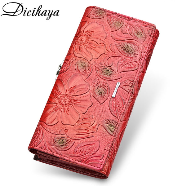 DICIHAYA Exclusive Design Leather Women Wallet Luxury Brand Design High Quality Women Purse Card Holder Long Clutch Phone Bag