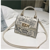Designer de moda graffiti bolsas femininas couro do plutônio pequeno saco aleta luxo crossbody sacos para noite bolsa embreagem 2020