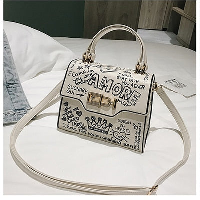 Designer de moda graffiti bolsas femininas couro do plutônio pequeno saco aleta luxo crossbody sacos para noite bolsa embreagem 2020