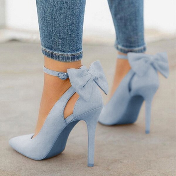 Frauen High Heels Marke Pumpen Frauen Schuhe Spitz Schnalle Schmetterling Sommer Sexy Party Schuhe Hochzeit Schuhe Plus Größe DE