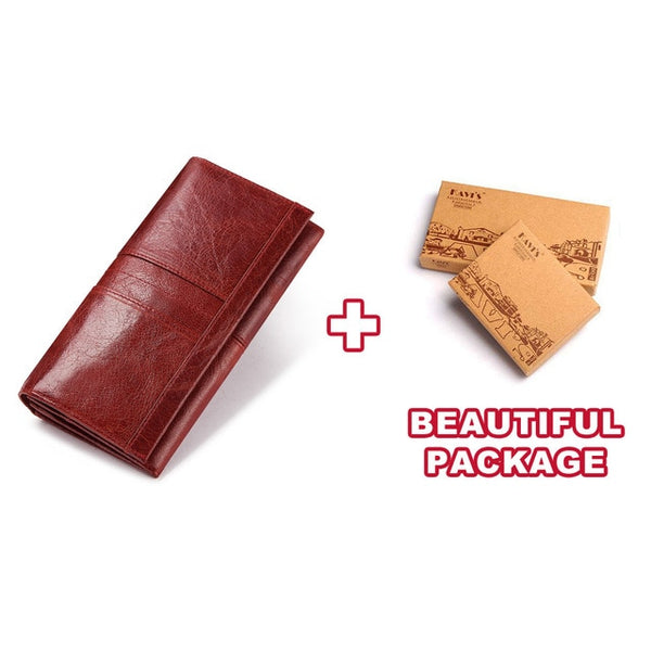KAVIS Genuine Leather Women Clutch Wallet and Female Coin Purse Portomonee Clamp For Phone Bag Card Holder Handy Passport Holder