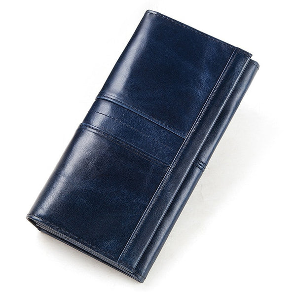 KAVIS Genuine Leather Women Clutch Wallet and Female Coin Purse Portomonee Clamp For Phone Bag Card Holder Handy Passport Holder