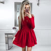 Ahagaga 2019 Spring Dress Women Fashion Solid Red Black O-neck Elegant Sexy Club Casual Cute A-line Dress Women Dresses Vestidos